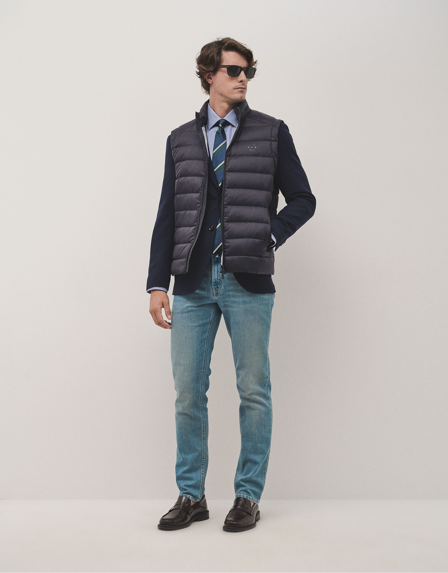 Technical padded waistcoat navy blue mink - Man | Roberto Verino