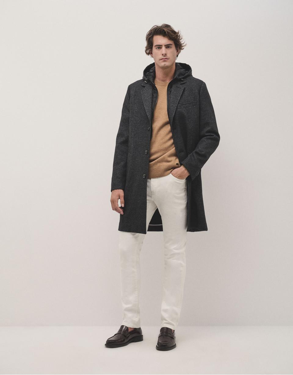 Grey coat with detachable breast panel - Man | Roberto Verino
