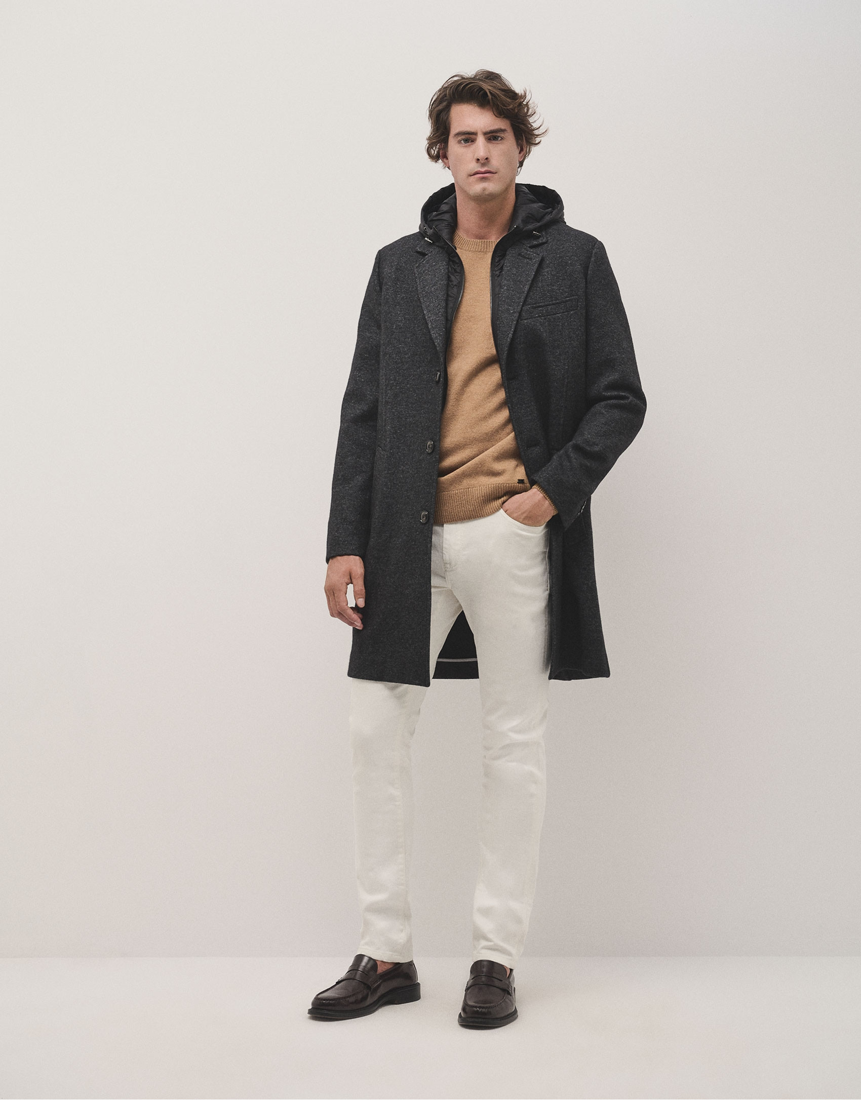 Grey coat with detachable breast panel - Man | Roberto Verino