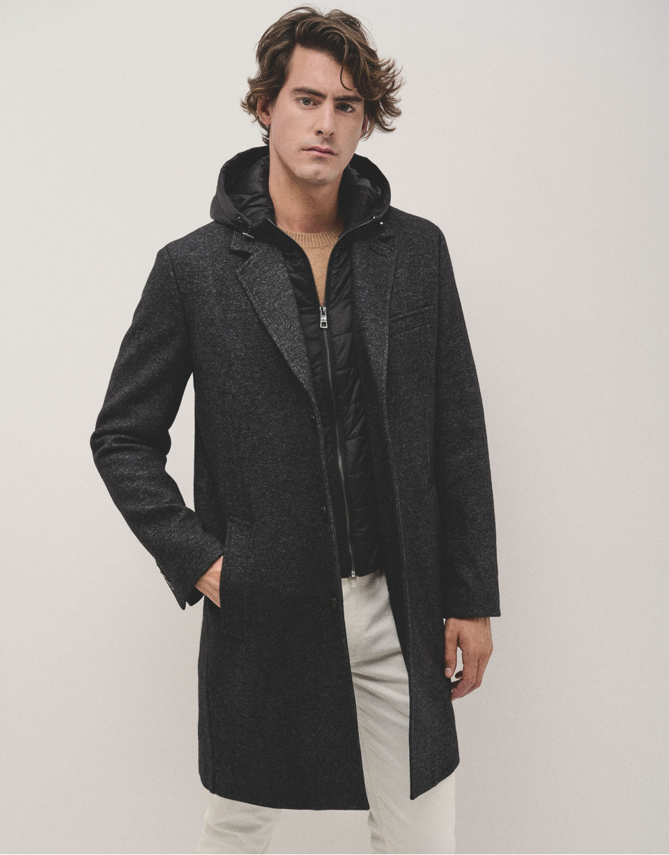 Grey coat with detachable breast panel - Man | Roberto Verino
