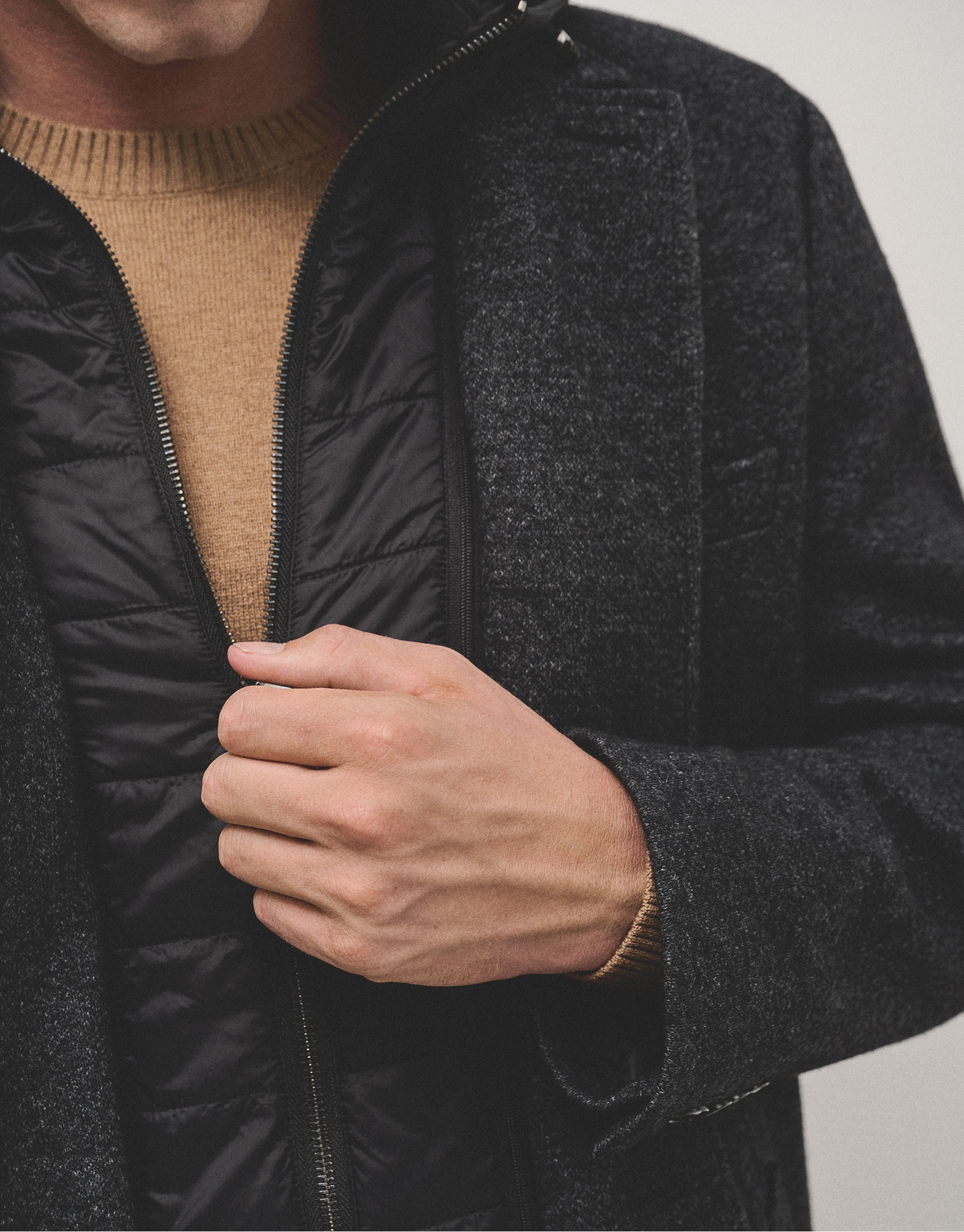Grey coat with detachable breast panel - Man | Roberto Verino