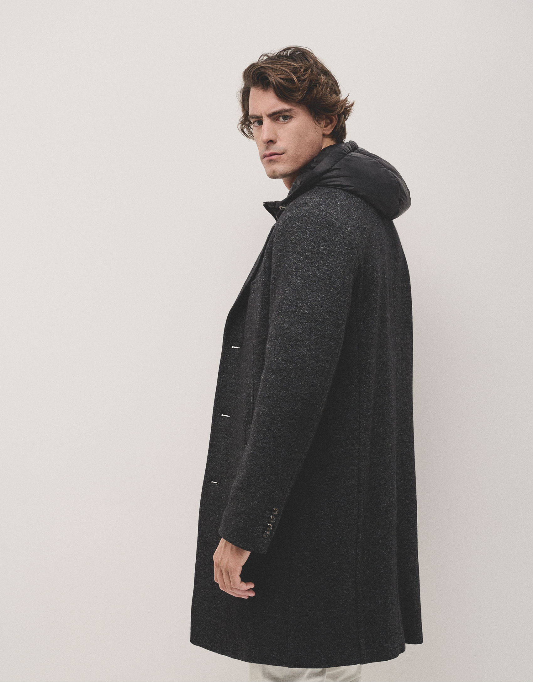 Grey coat with detachable breast panel - Man | Roberto Verino