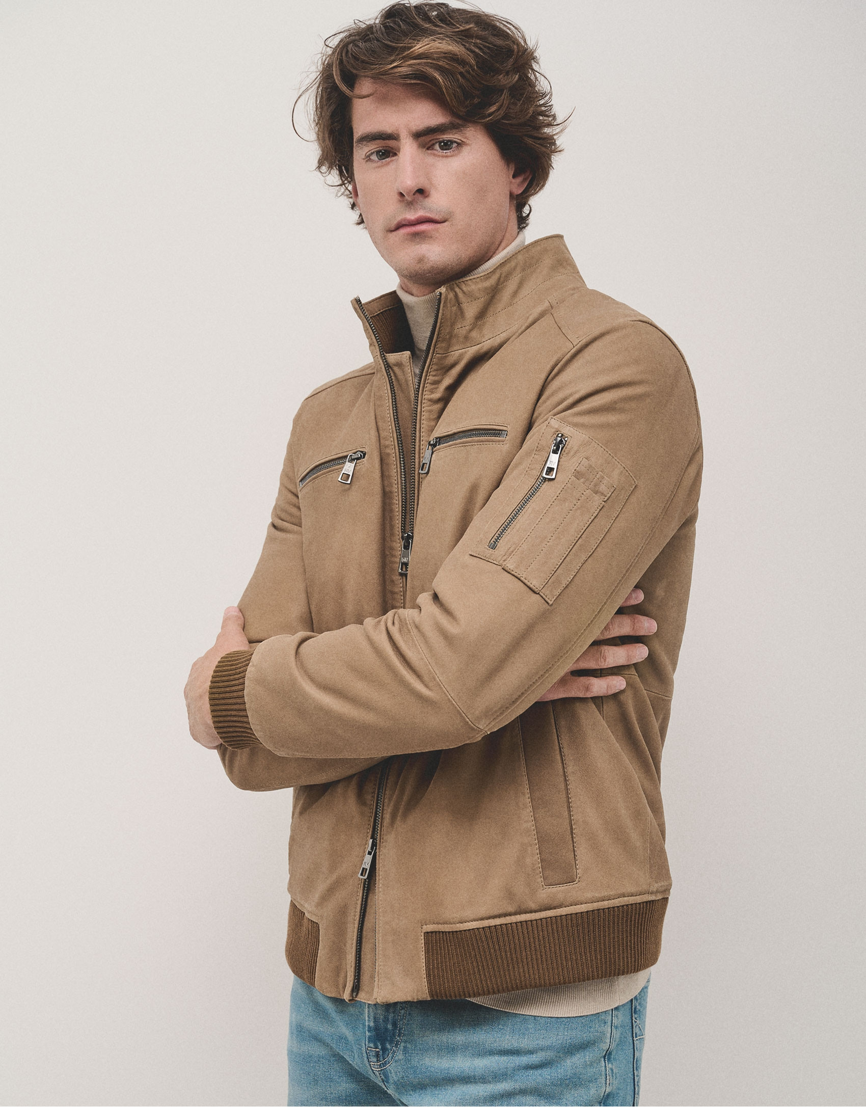 Cognac leather jacket  - Man - AW2024 | Roberto Verino