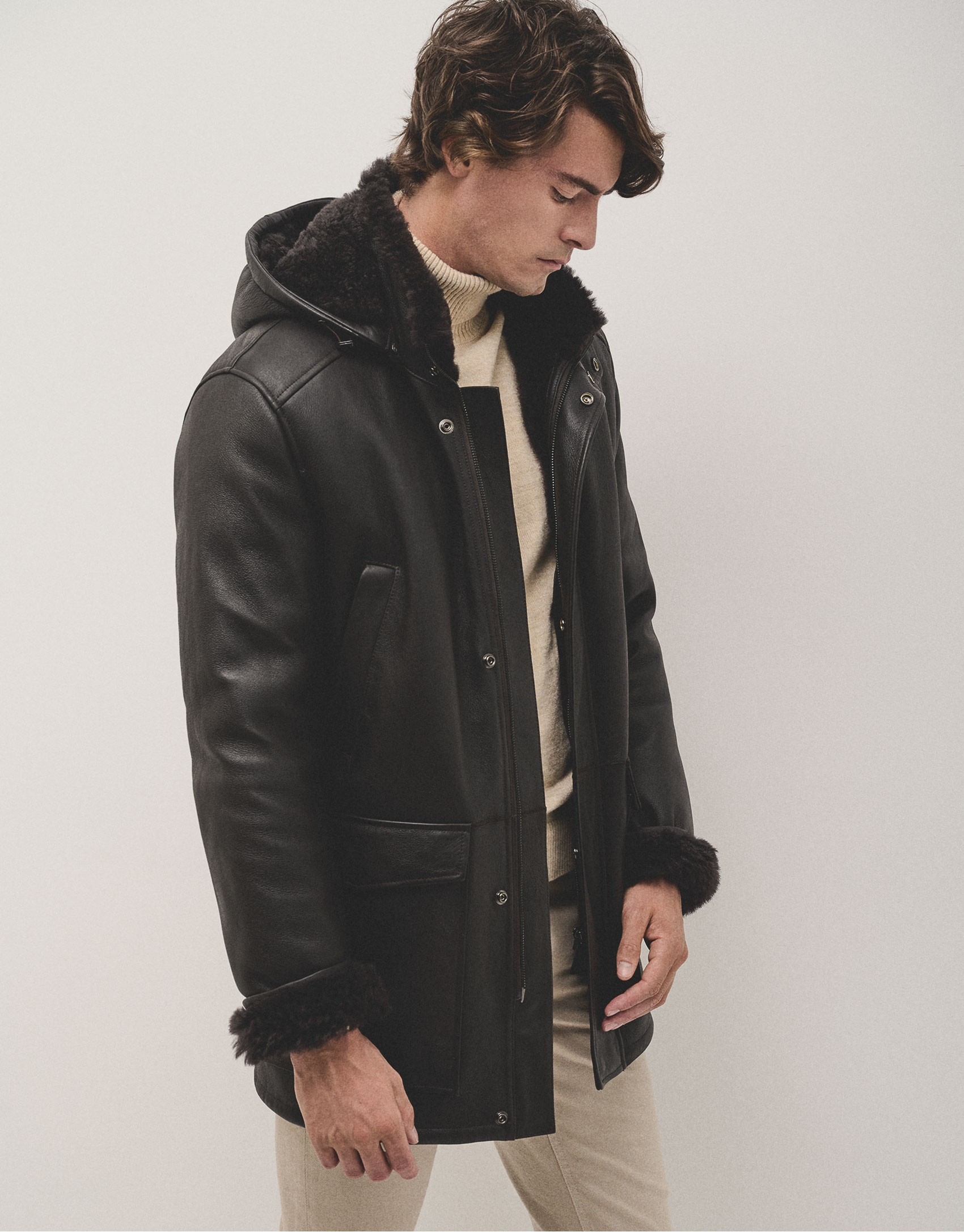 Chaquetón piel doble faz marrón oscuro - Hombre | Roberto Verino
