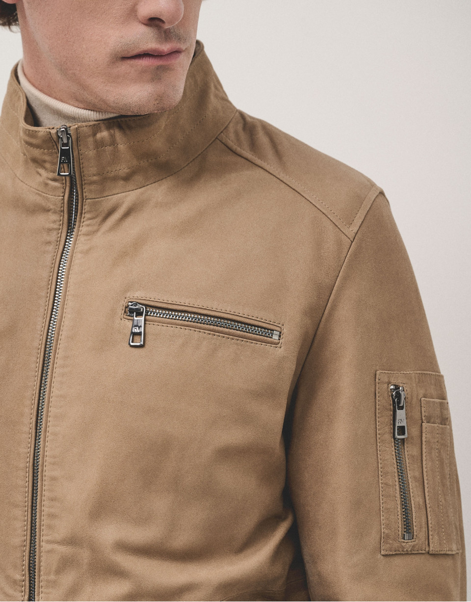 Cognac leather jacket  - Man - AW2024 | Roberto Verino