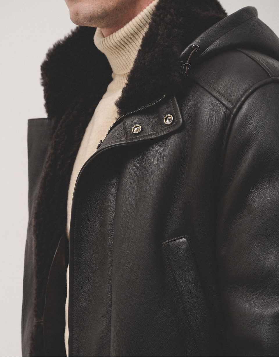 Dark brown double-faced sheepskin coat - Man | Roberto Verino