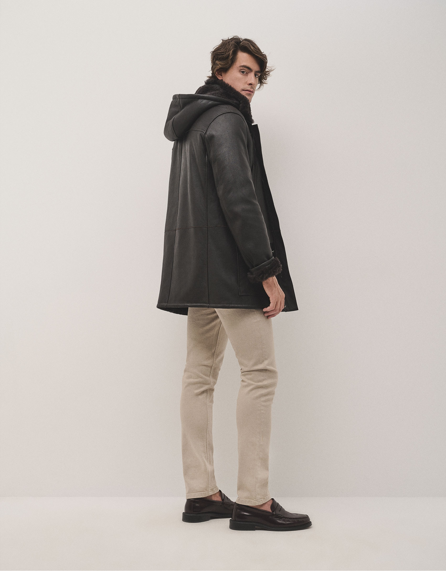 Dark brown double-faced sheepskin coat - Man | Roberto Verino