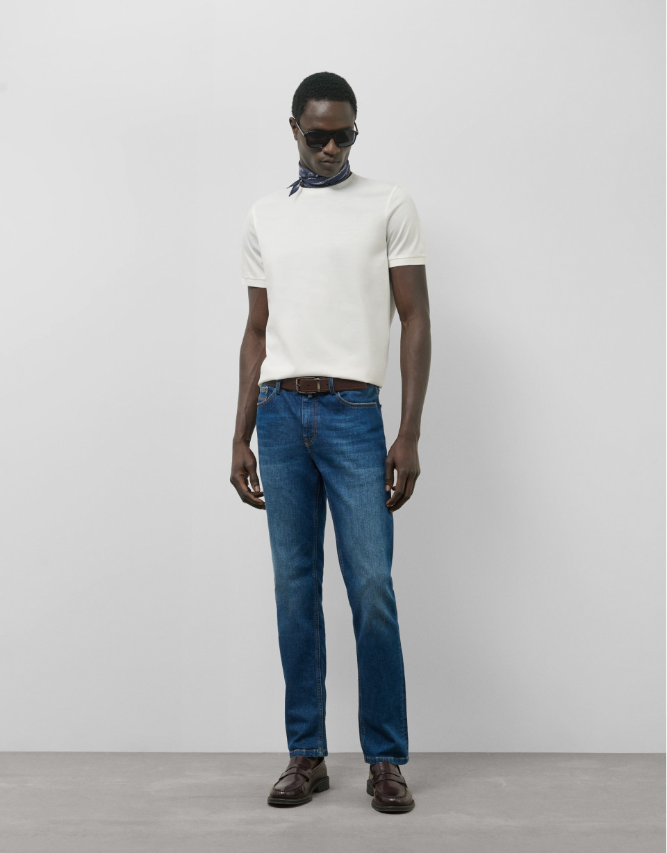 White mercerised cotton t-shirt