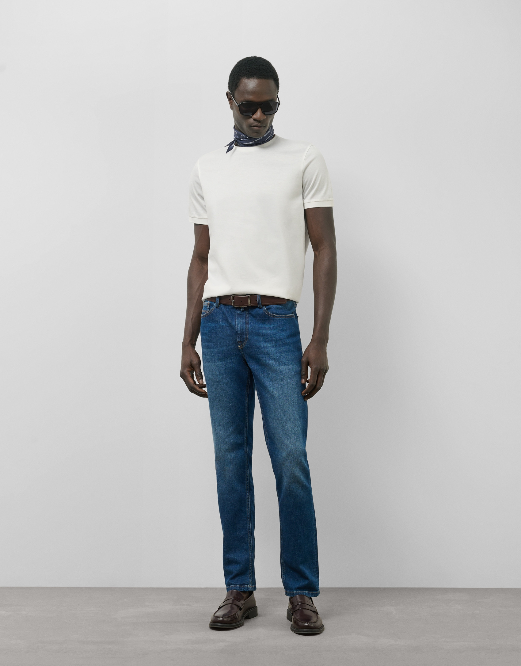 White mercerised cotton t-shirt