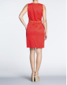 Geranium red cloqué knit straight dress