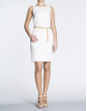 Vestido recto cloqué espiga blanco.