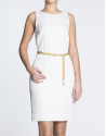 Vestido recto cloqué espiga blanco.