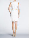 White herringbone straight cloqué dress