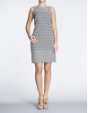 Black and white geometric print straight dress