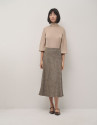 Camiseta cuello alto en punto brillo beige