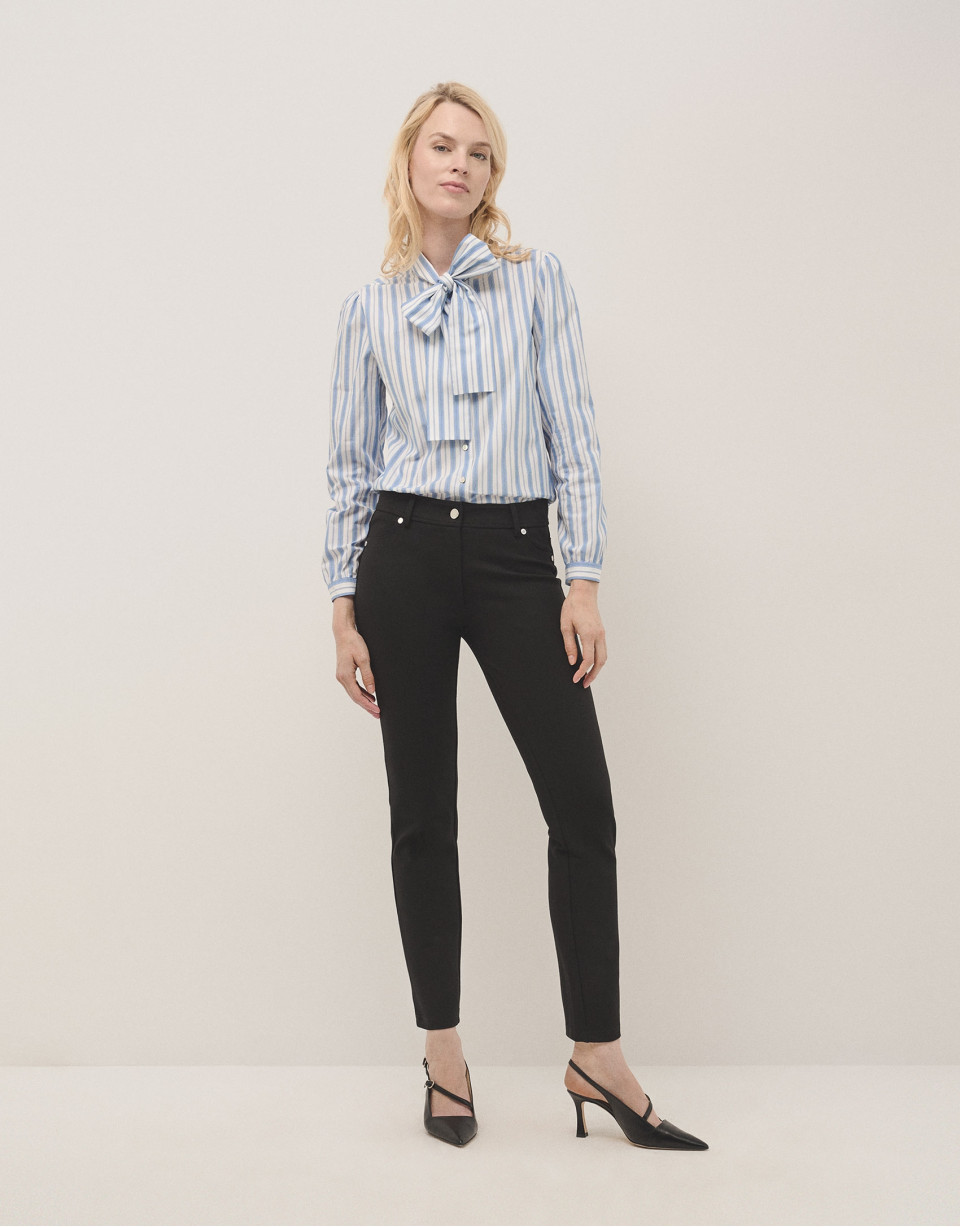 Pantalón slim elástico punto cortado negro | Roberto Verino