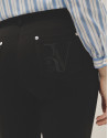 Black coupe knit slim fit elastic pants - Woman | Roberto Verino
