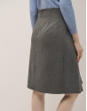Grey double crepe skirt with ruffle in front | Roberto Verino