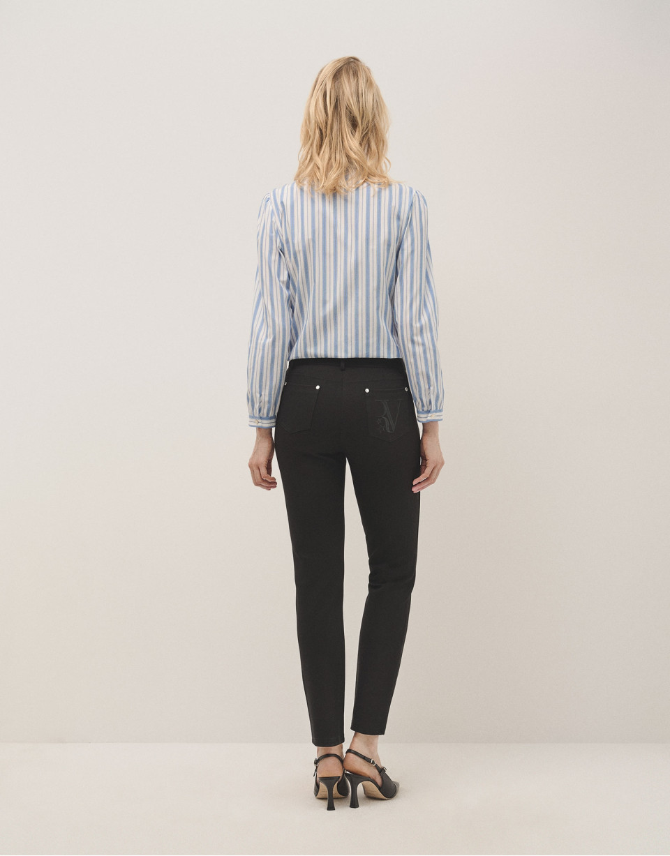 Pantalón slim elástico punto cortado negro | Roberto Verino