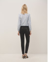 Black coupe knit slim fit elastic pants - Woman | Roberto Verino