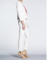 Ivory jacquard short jacket with  Mao collar