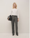 White cotton top with long sleeves and ... | Roberto Verino