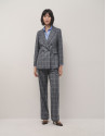 Double-breasted blazer in grey and blue wales... | Roberto Verino