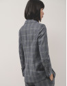 Double-breasted blazer in grey and blue wales... | Roberto Verino
