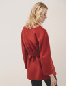 Short tile-color double-faced coat with belt | Roberto Verino