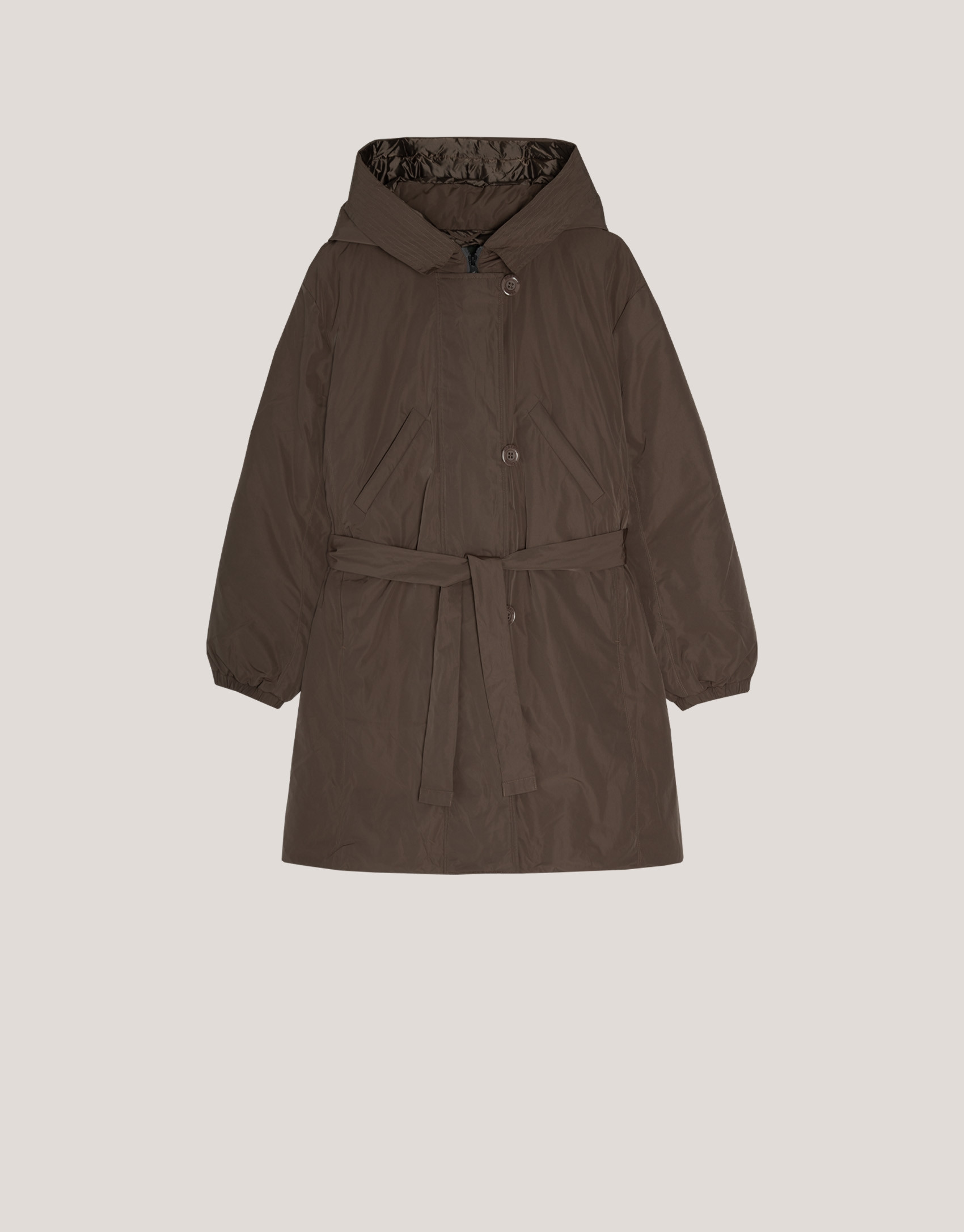 Down brown oversize parka - Woman - AW2024 | Roberto Verino