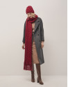 Long grey double-breasted cloth coat - Woman | Roberto Verino