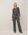 Dark grey V-neckline jumper in wool and silk | Roberto Verino