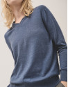 Blue V-neckline jumper in wool and silk - Woman | Roberto Verino