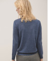 Blue V-neckline jumper in wool and silk - Woman | Roberto Verino