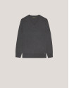 Dark grey V-neckline jumper in wool and silk | Roberto Verino