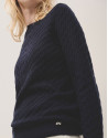 Long sleeves jumper in navy blue woollen ... | Roberto Verino