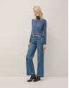 Blue fine wool knitted jumper with turtleneck | Roberto Verino