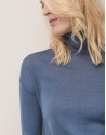 Blue fine wool knitted jumper with turtleneck | Roberto Verino