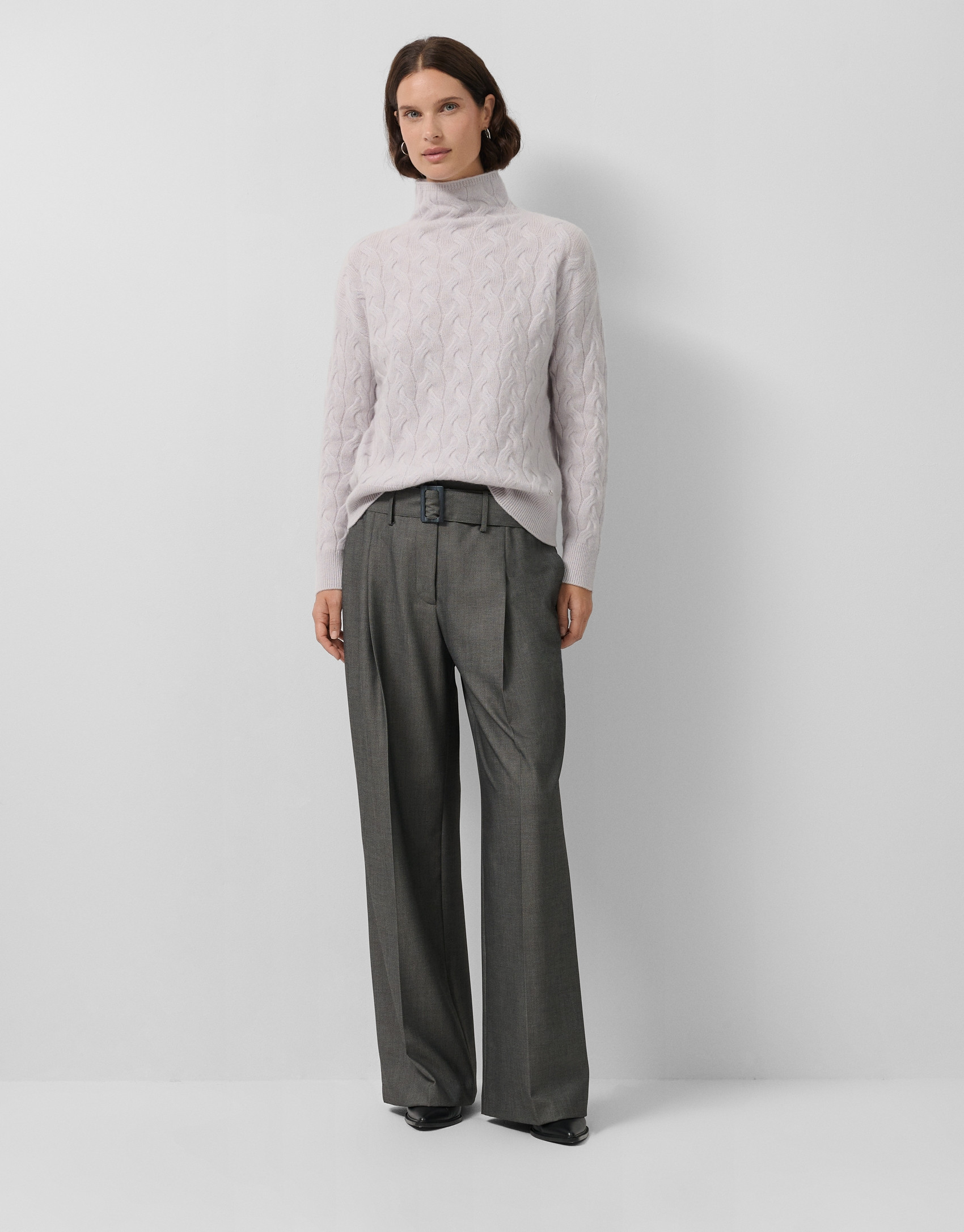 Jersey cuello chimenea cashmere gris - Mujer | Roberto Verino