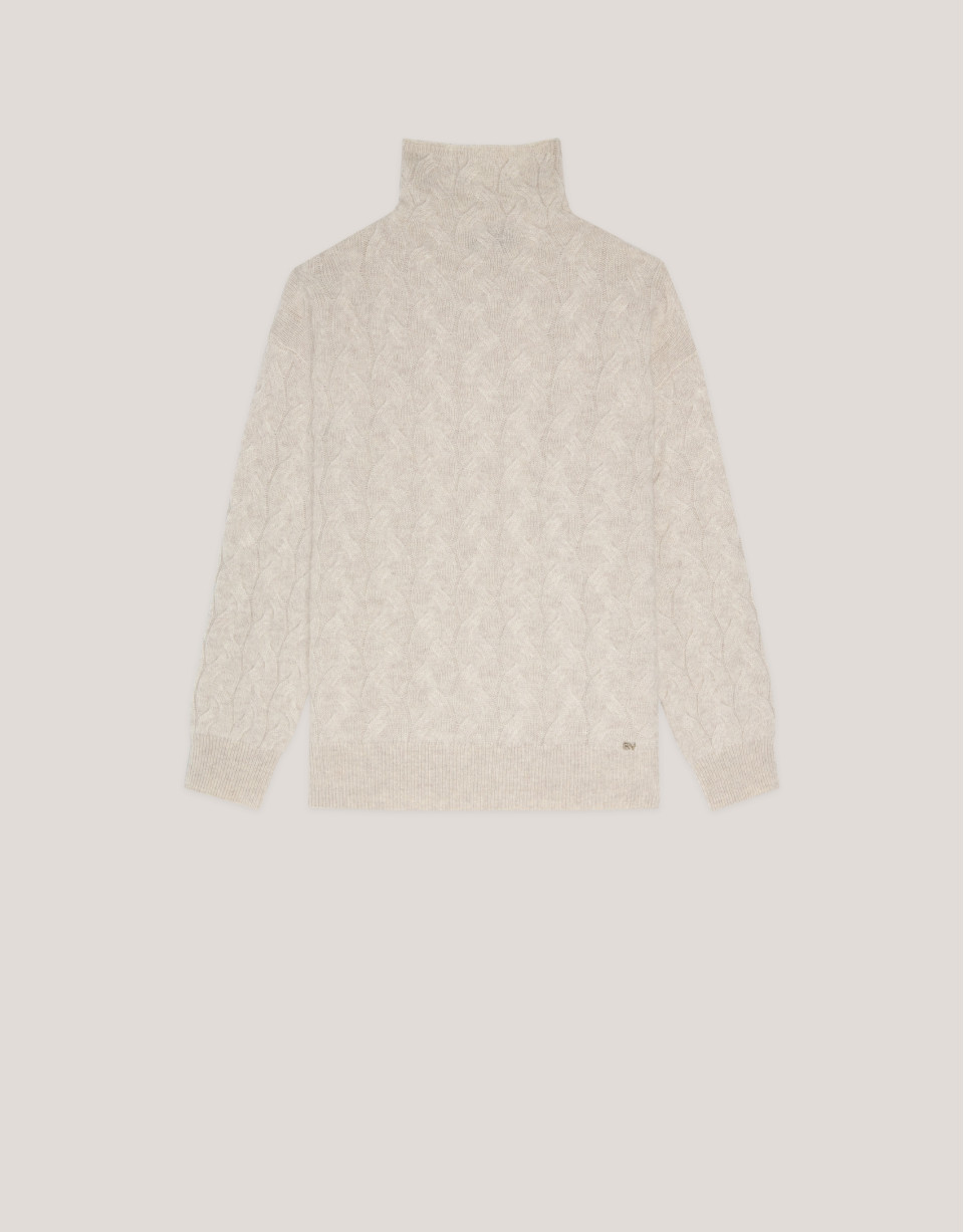 Turtleneck jumper in beige cashmere - Woman | Roberto Verino