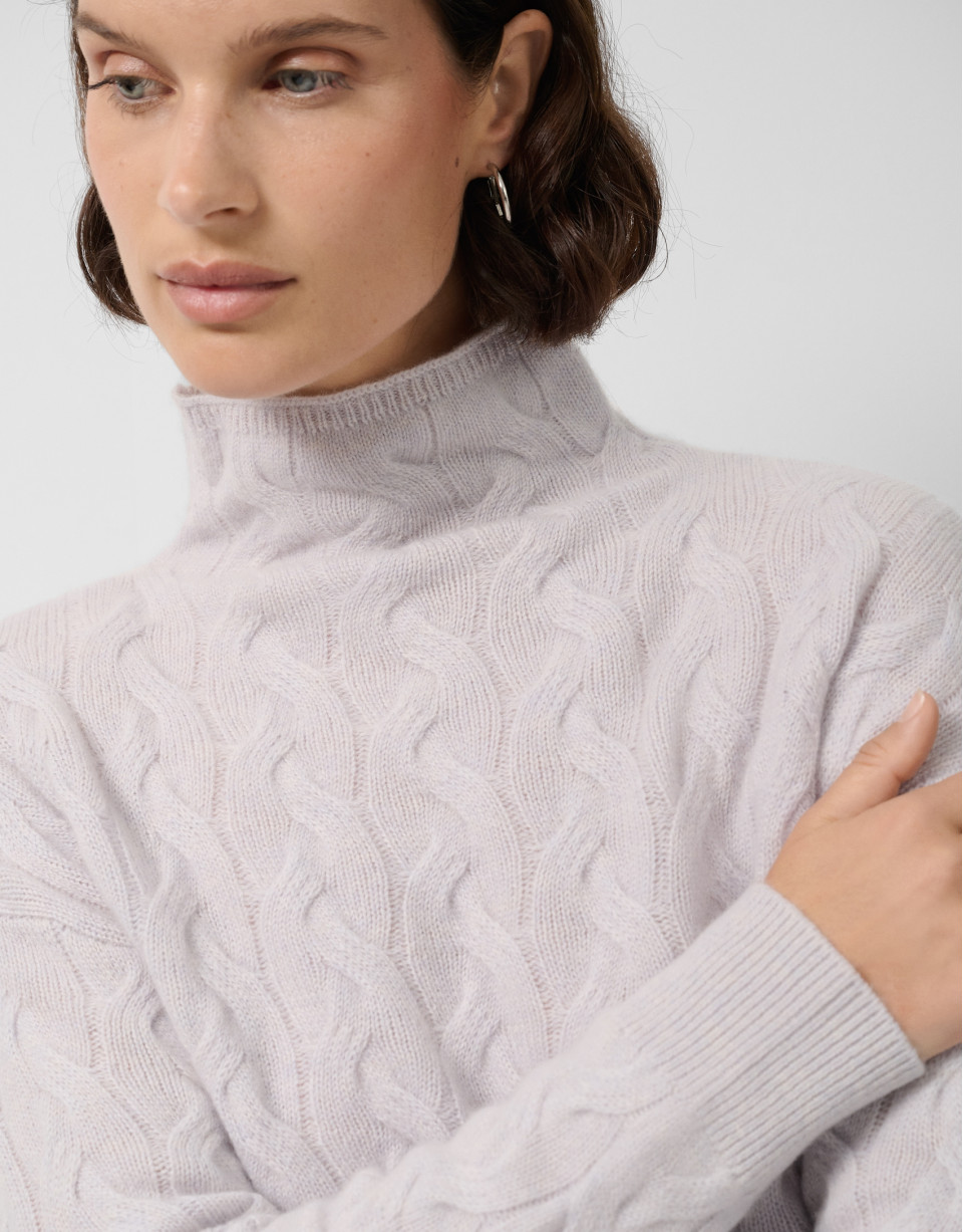 Turtleneck jumper in grey cashmere - Woman | Roberto Verino