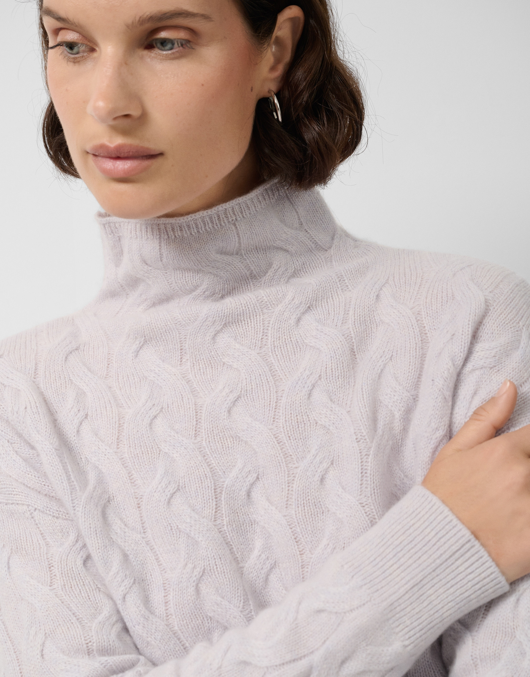 Turtleneck jumper in grey cashmere - Woman | Roberto Verino