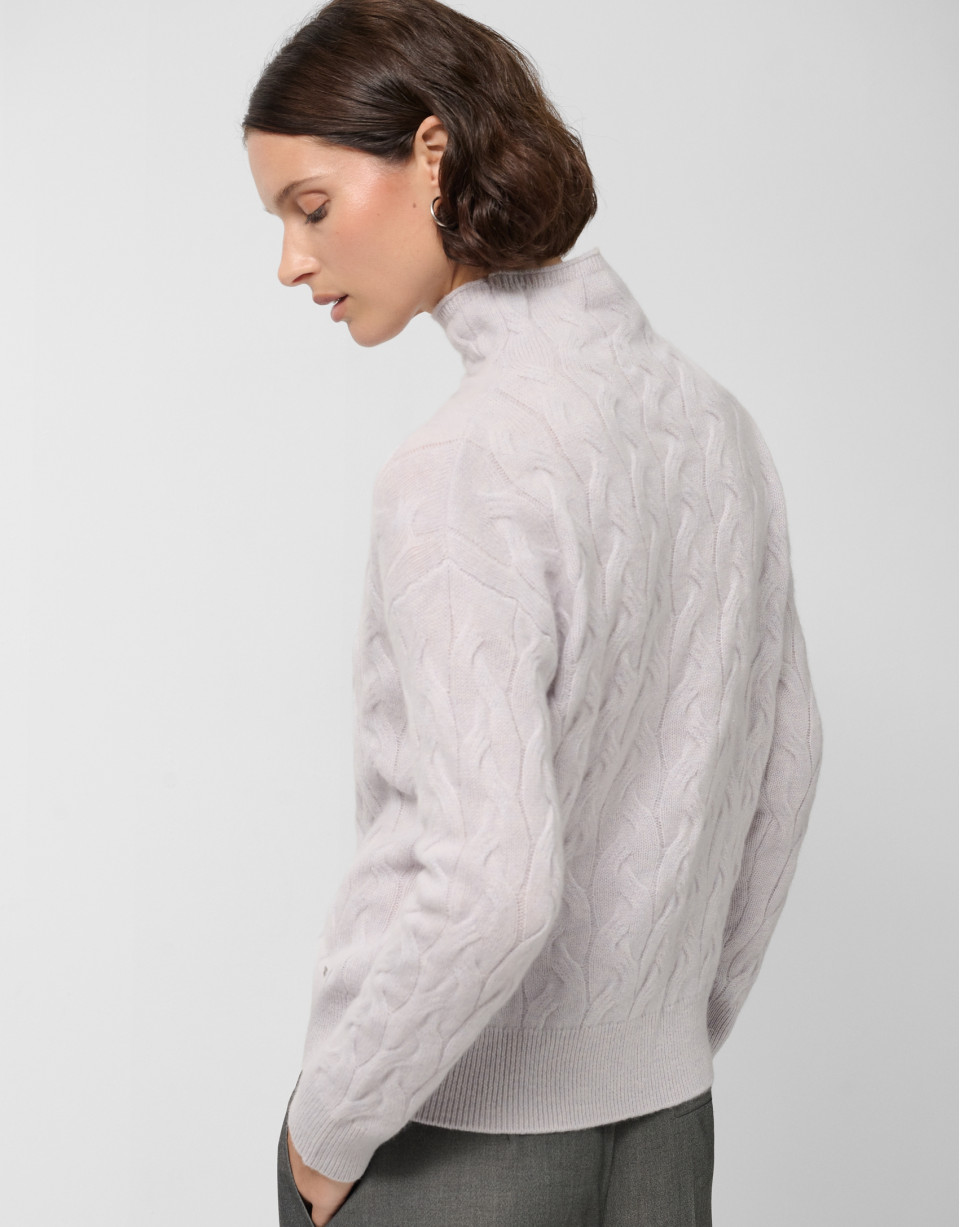 Turtleneck jumper in grey cashmere - Woman | Roberto Verino