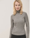 Jersey cuello subido canalé gris - Mujer | Roberto Verino
