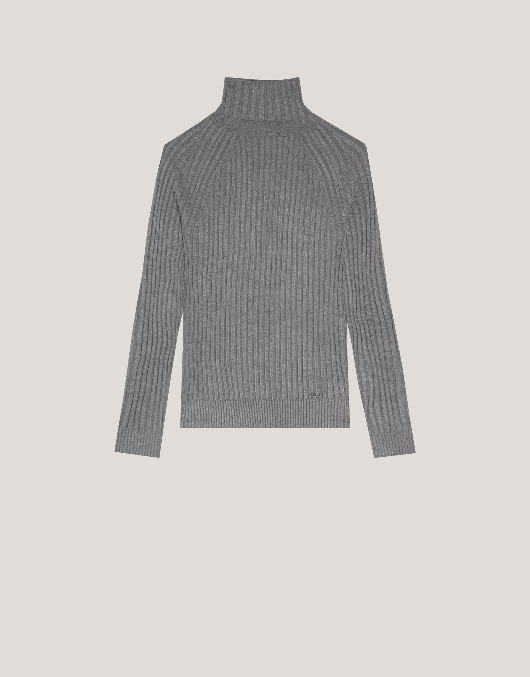 Grey ribbed turtleneck jumper - Woman - AW2024 | Roberto Verino