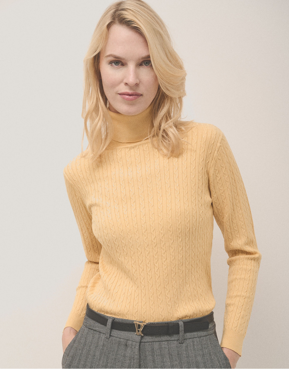 Jersey punto trenzado amarillo - Mujer - OI2024 | Roberto Verino