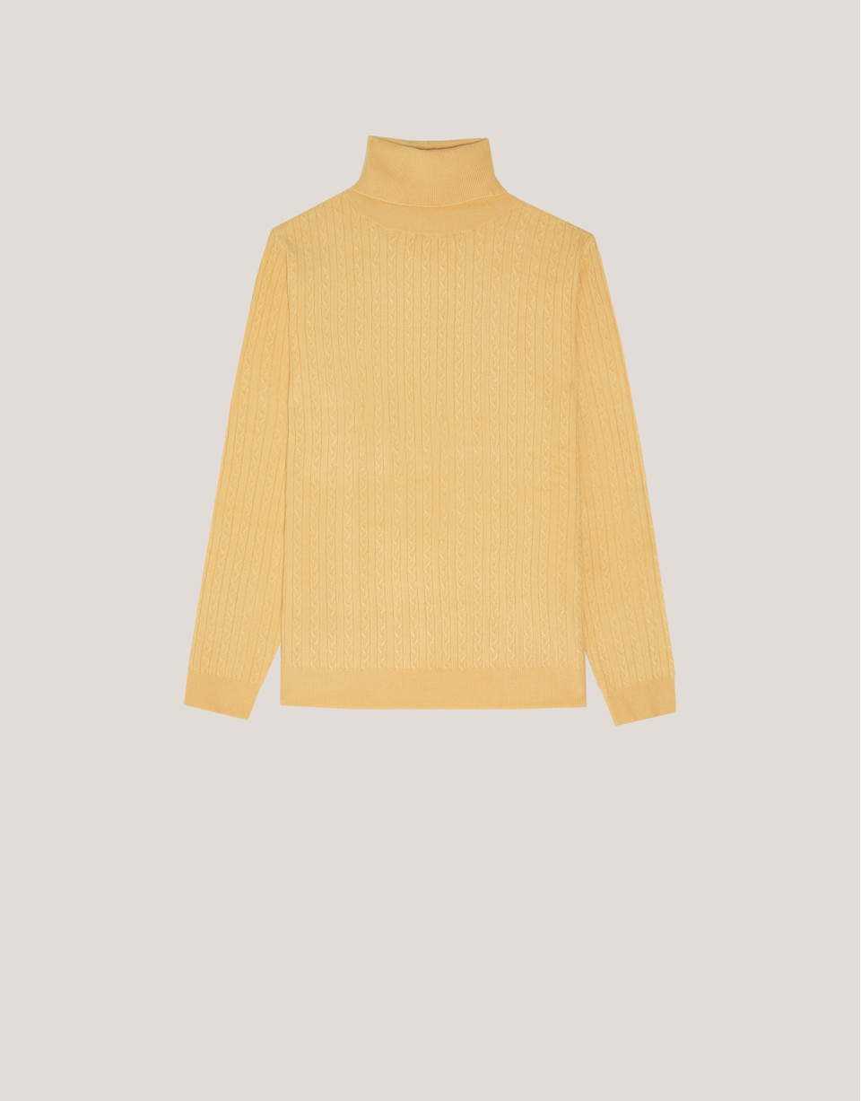 Yellow braided knitted jumper - Woman - AW2024 | Roberto Verino