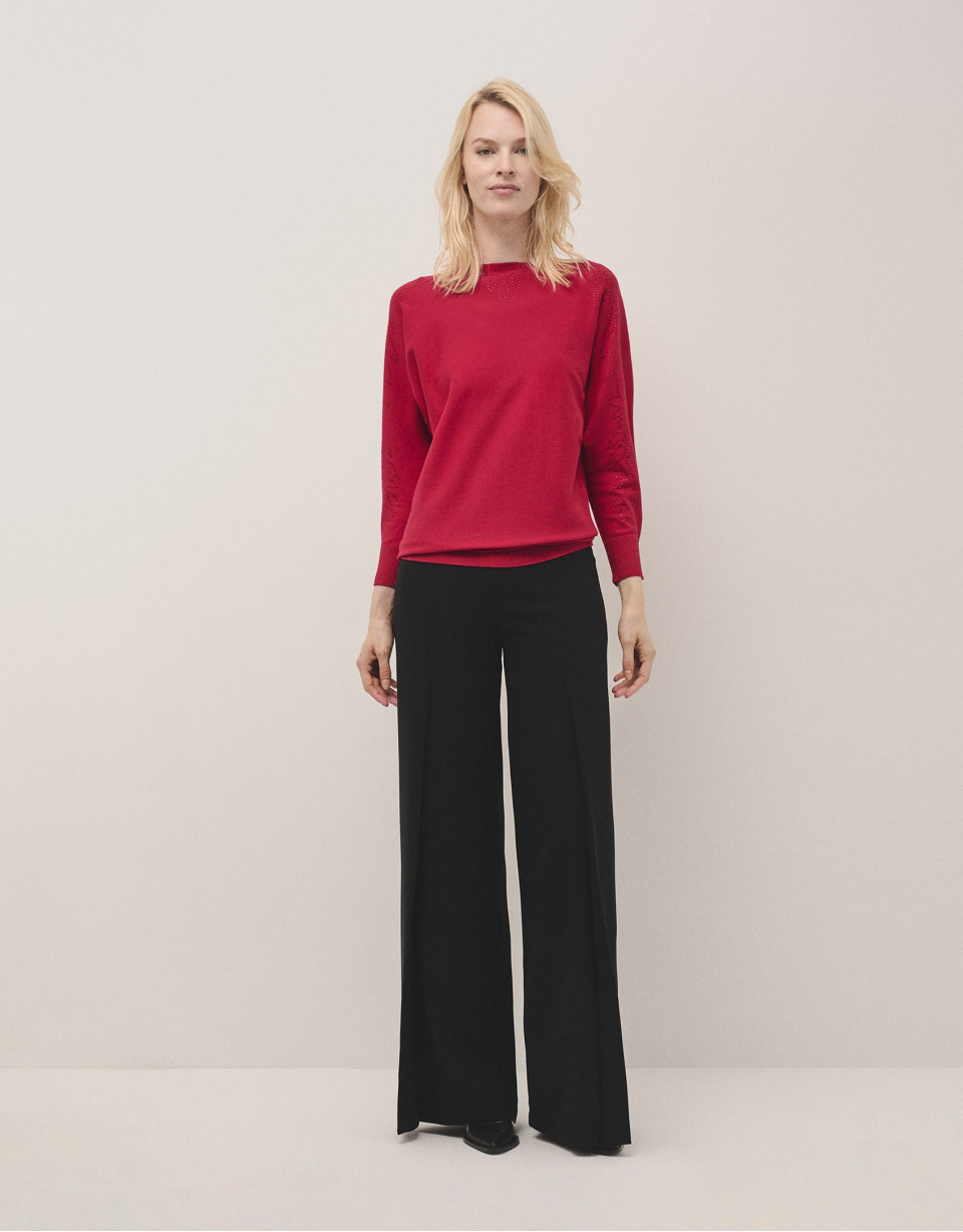 Jersey punto rojo con aplicaciones strass en ... | Roberto Verino