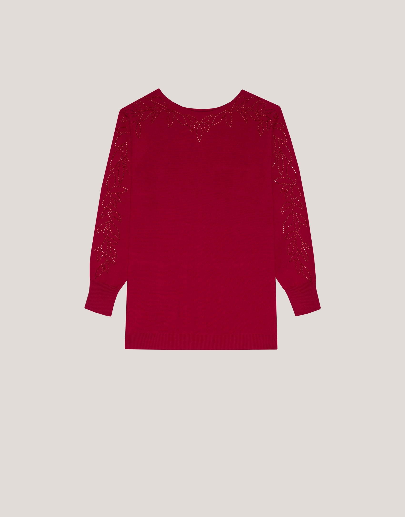 Red knit sweater with strass on shoulders | Roberto Verino