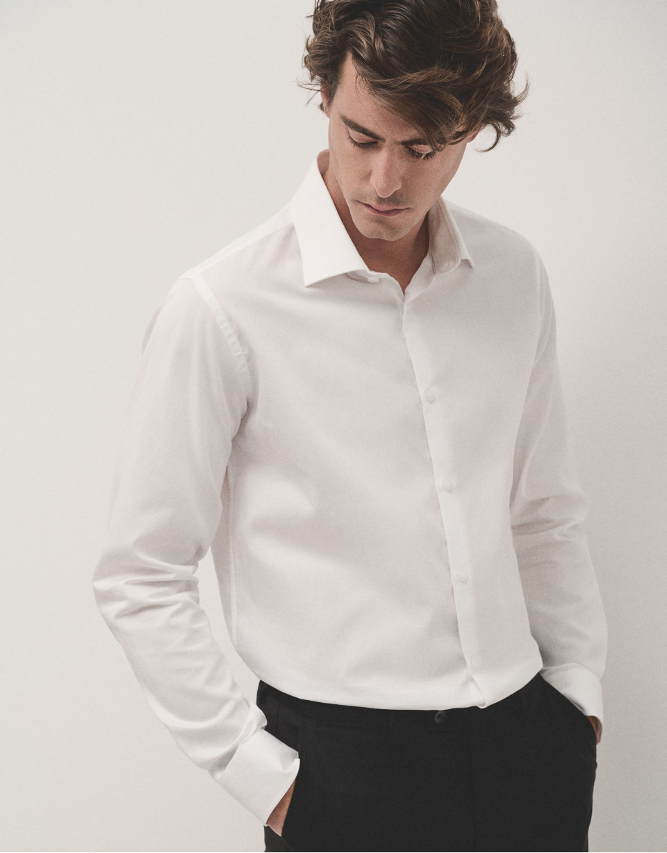 White structured cotton dress shirt - Man | Roberto Verino
